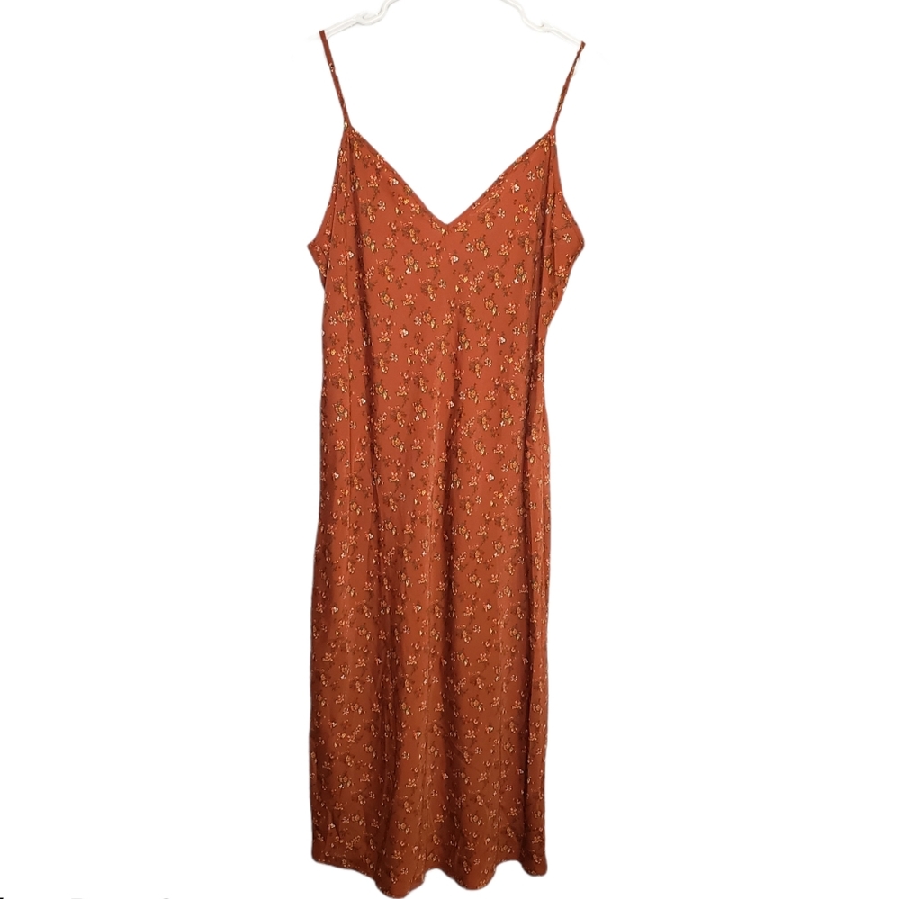 Wild Fable Rust Floral Slip Midi Dress NWT